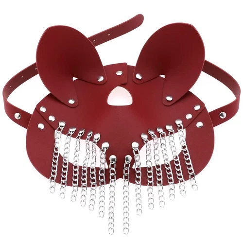 Sexy Cosplay Bunny Leather Mask Chain Tassel Mask Women Masquerade Party - Picture 7 of 23