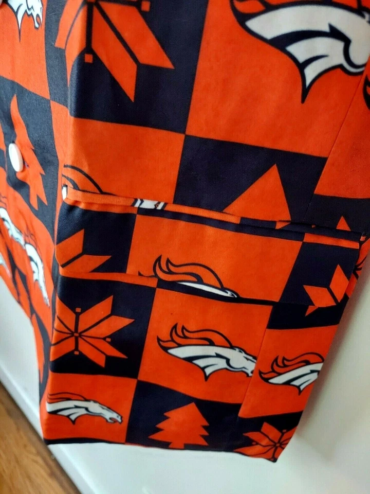 Denver Broncos Hombres Chaqueta Talla 46 Blazer Feo Estilo Navidad Naranja Azul Nuevo  Foto 2 de 4