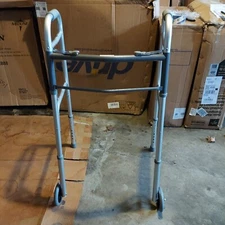 Medline Guardian 2-Button Folding Walker with 5" Wheels MDS86410W54H