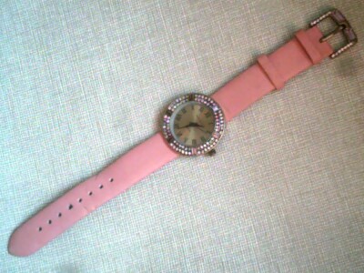 HEIDI DAUS WATCH PINK SWAROVSKI CRYSTAL WITH LEATHER BAND Marty Bentley | Gorgeous Vintage Heidi Daus Art Deco Style  main image 3