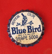 VINTAGE BLUE BIRD GRAPE SODA BOTTLE CAP UNUSED RARE !!