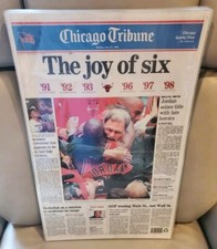 1998 Chicago Tribune The Joy Of Six CHI Bulls World Champs Laminated News Cover 