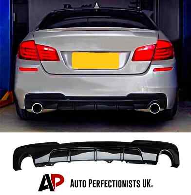 For BMW 5 Series F10 F11 M Sport Gloss Black Valance Diffuser Dual Exit 2010-17