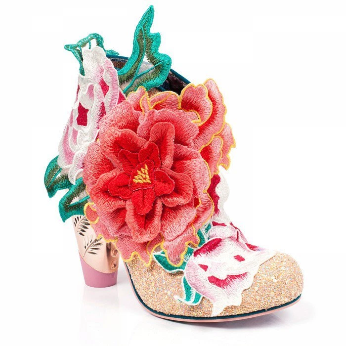 Bottines à Talon Haut Pour Femmes - Irregular Choice Bulles - Rose Gomme - Neuves Avec Emballage