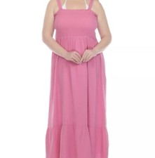 Raviya Women's Cotton Maxi Dress Swimsuit Cover-Up , Pink Fizz Size 3XL
