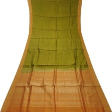 Vintage Green Sarees 100 Pure Silk Handwoven South Indian Sari 5YD Craft Fabric