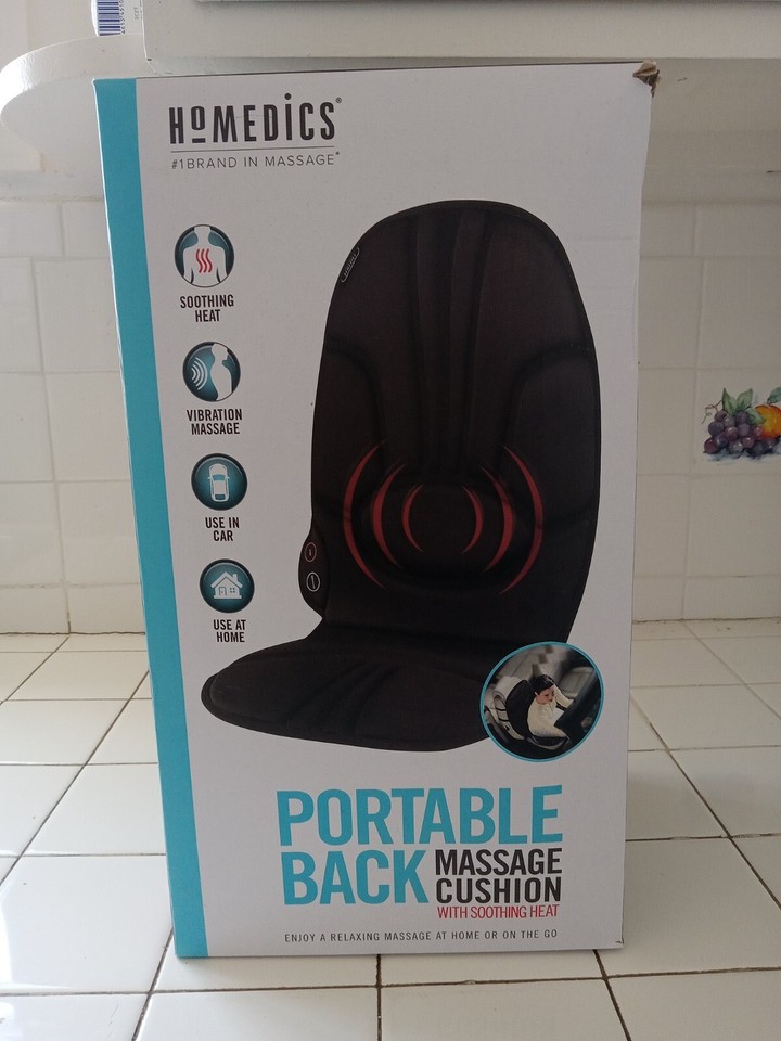 Homedics Portable Back Massage Cushion With Heat for Home or Auto Never