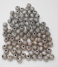 Beads Silver Small Round Textured Beads 6mm
