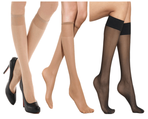 Calze POP 15 denari donna donna calze alte ginocchio taglia unica nero naturale 3 paia - Foto 1 di 10