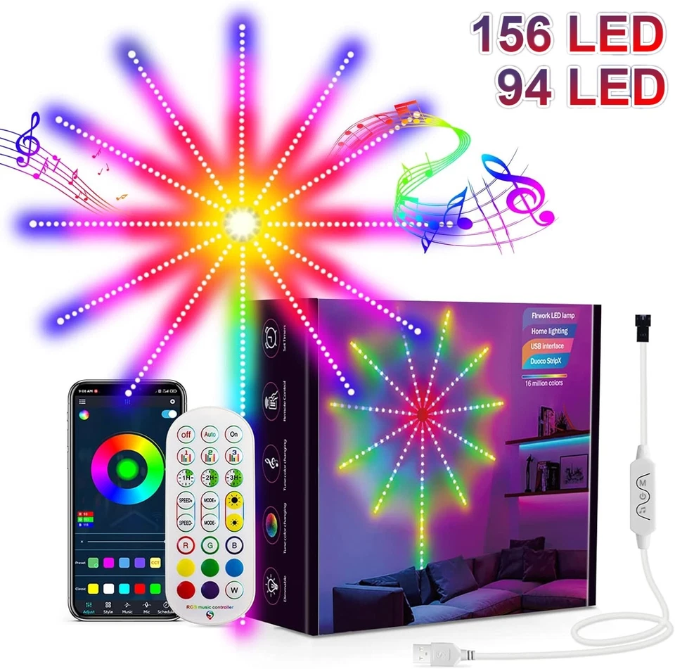 Smart Firework LED Strip Light App Control Sync RGB Dream Color USB Powered - Image 2 of 4