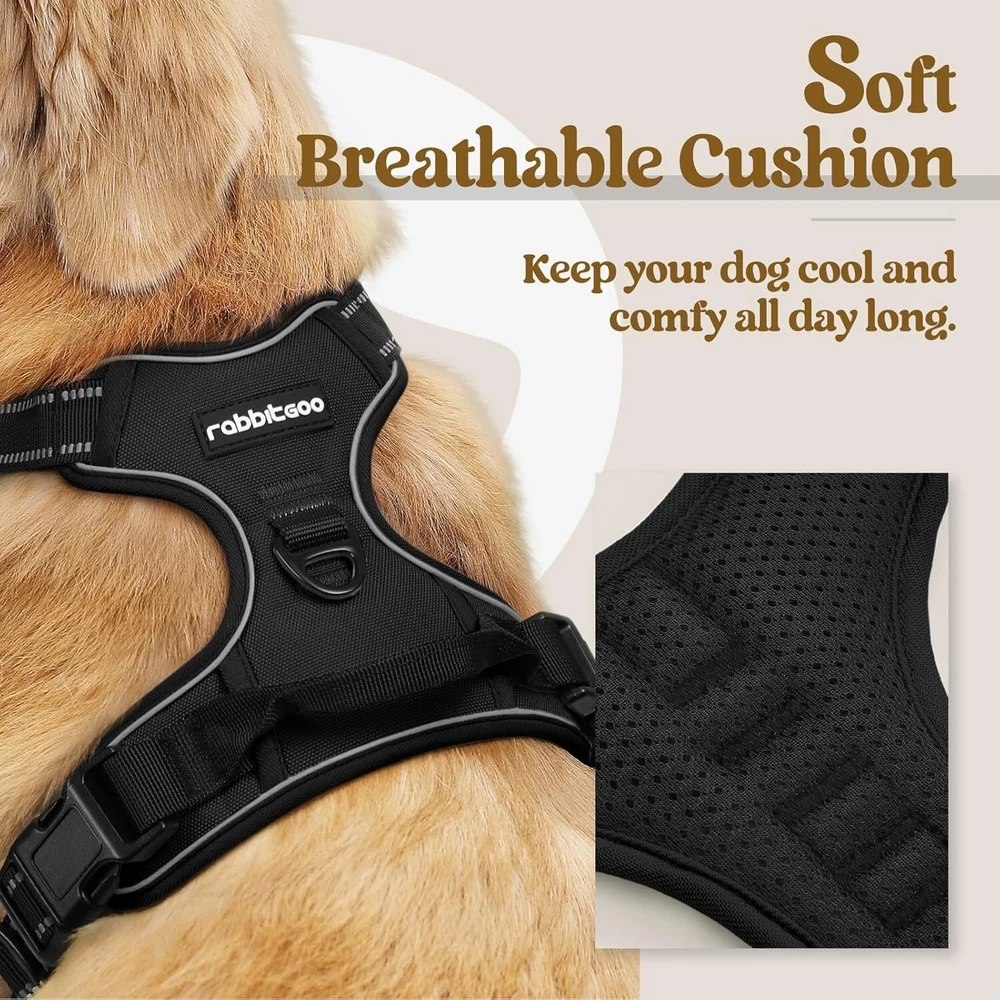 Dog Harness No Pull with 2 Leash Clips, Adjustable Soft Padded, Reflective (XL)