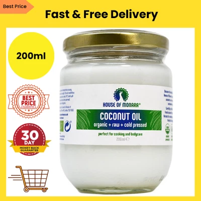 BRANDED Organic Extra Virgin Coconut Oil Pure, Raw and Cold Pressed 200