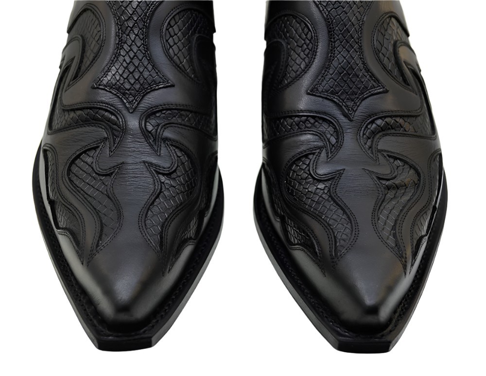 Sendra 7482 Black Leather Cuban Heel Ankle Cowboy Boots size 41 image 7