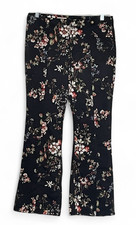 Pilcro Anthropologie Pants 31 Demilune Boot Black Floral Bootcut Retro Stretch