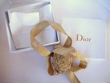 Dior Gift Box with HUGE Gold Flower LOGO Ribbon Tissue Paper 7" X 6"