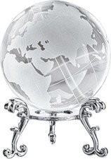 Crystal Globe World Globe Decor, 2.3" Glass Earth Ball with Stand
