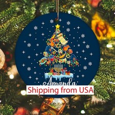 Personalized Happy Hanukkah Christmas Ornament - Religious for Jewish - Dreid...