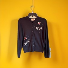 1950 Vintage Cardigan Sweater Elsa Schiaparelli Paris Rhinestone Poodle Dog Rare