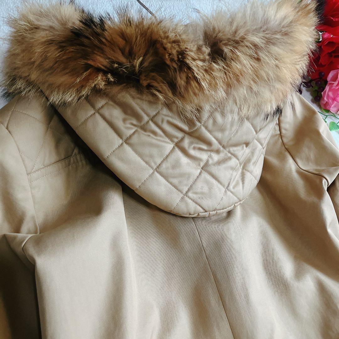 YSL Real Fur Hooded Long Coat A-Line Drawstring Design Length 110cm Size F9-110 thumbnail 10