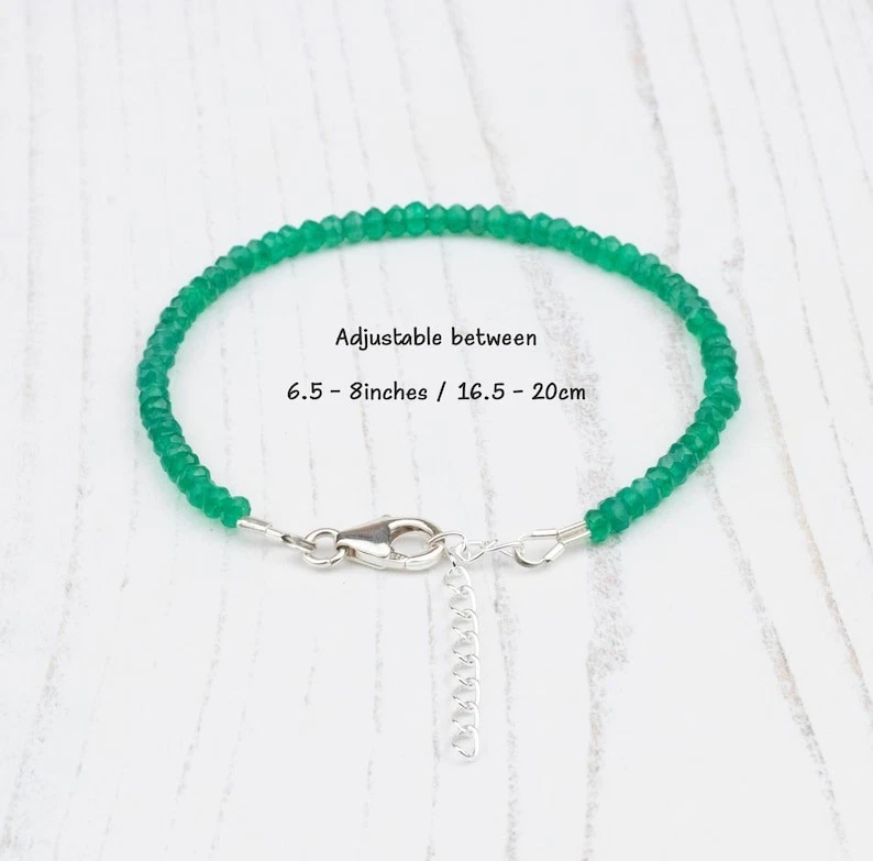 Brazalete de piedras preciosas rondelle facetadas de ónix verde de 3-4 mm curación hombres mujeres 6-8" Foto 3 de 4