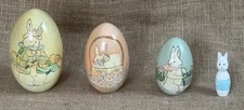 Vintage Pastel Easter Bunny Matryoshka Nesting Doll Set Whimsical Playful Funny