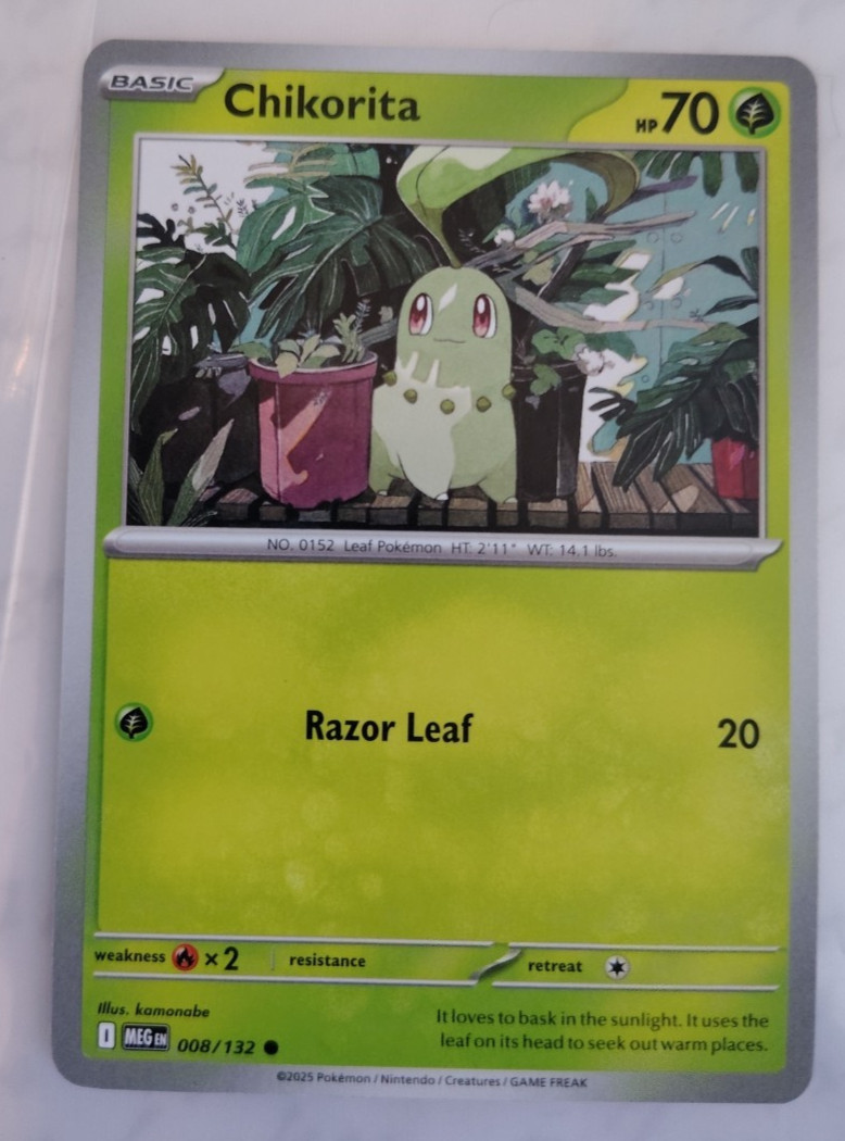 Chikorita 008/132 Mega Evolution Pokémon Card Near Mint