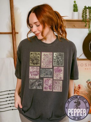 Vintage Floral Postage Stamp Comfort Tee Shirt Unique Design