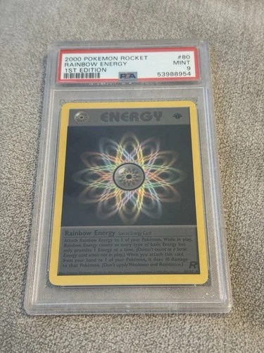 2000 POKEMON ROCKET 1ST EDITION #80 RAINBOW ENERGY PSA 9