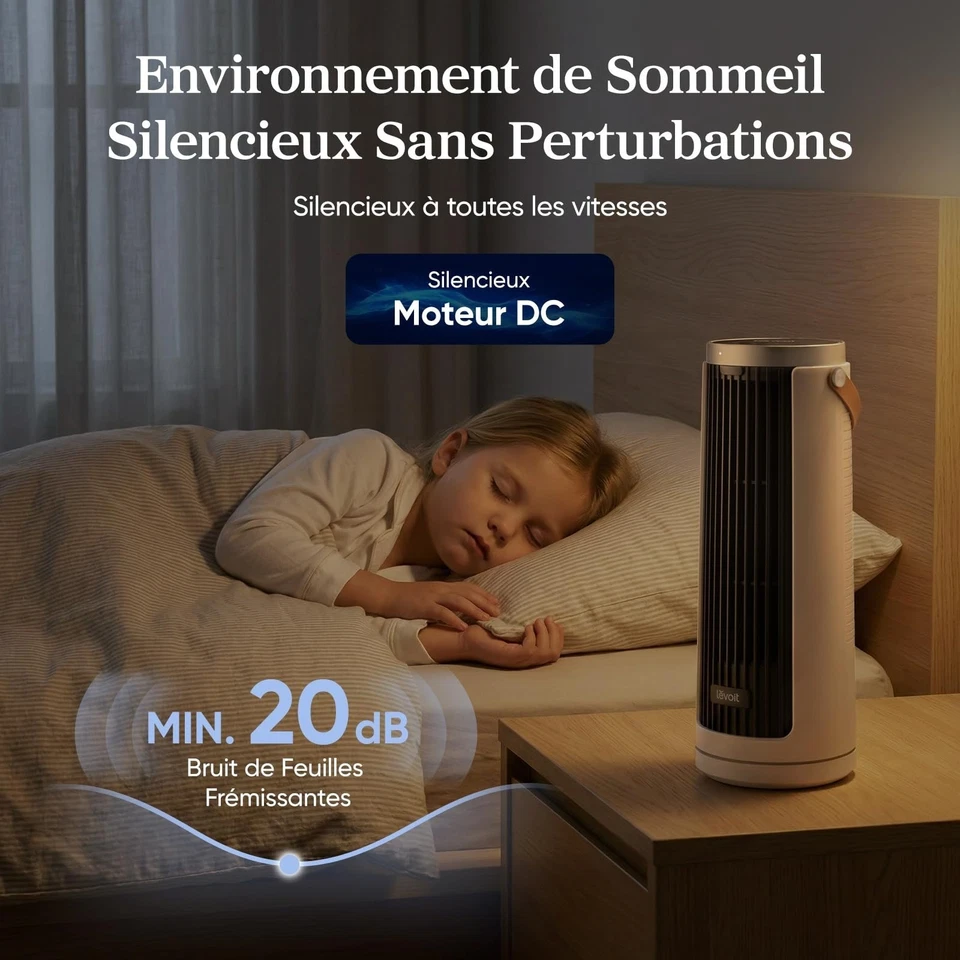 Ventilateur colonne Levoit silencieux 20 dB 5 vitesses télécommande - Photo 4/4