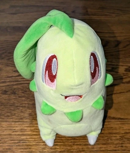 Pokemon Chikorita Plush WCT Green Cute Soft Toy Japan Nintendo Center Leaf Vtg