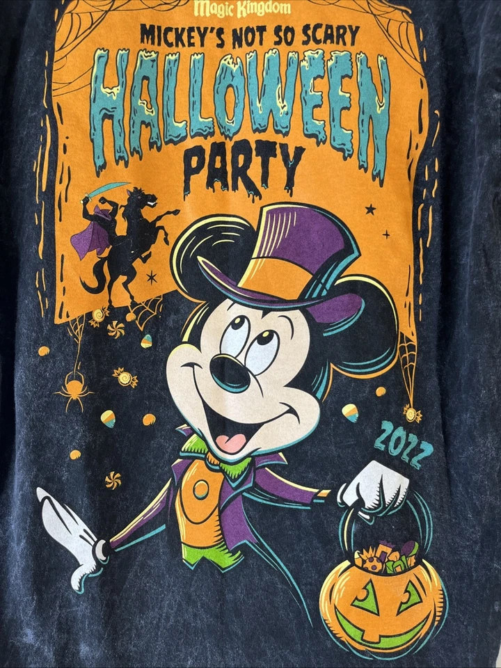 Mickey's Not So Scary Halloween Party Glow In Dark Disney World Sz Men’s Medium - Image 2 of 4