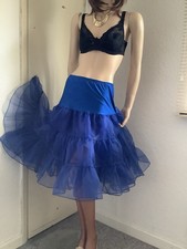 Royal Blue 50s Style Silky Rockabilly Jive Multi Layer Petticoat Half Slip