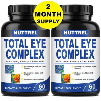 TOTAL EYE COMPLEX with Bilberry Lutein Zeaxanthin Vitamin Supplement 120 Capsule