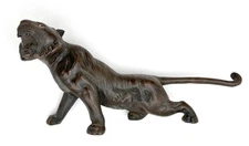 Rare Early Japanese Cast Iron Walking Tiger Statue