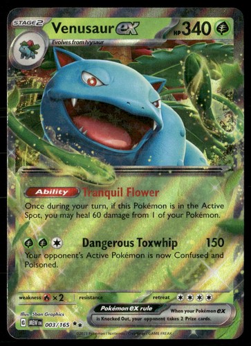 VENUSAUR EX 003/165 ULTRA RARE 151 POKEMON HOLO NM