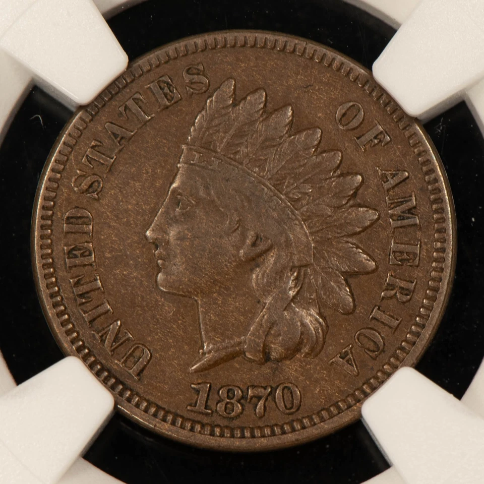 1870 1c Indian Head Small Cent - Chocolate Brown Key Date - NGC XF 40 BN - B5011 - Image 3 of 4