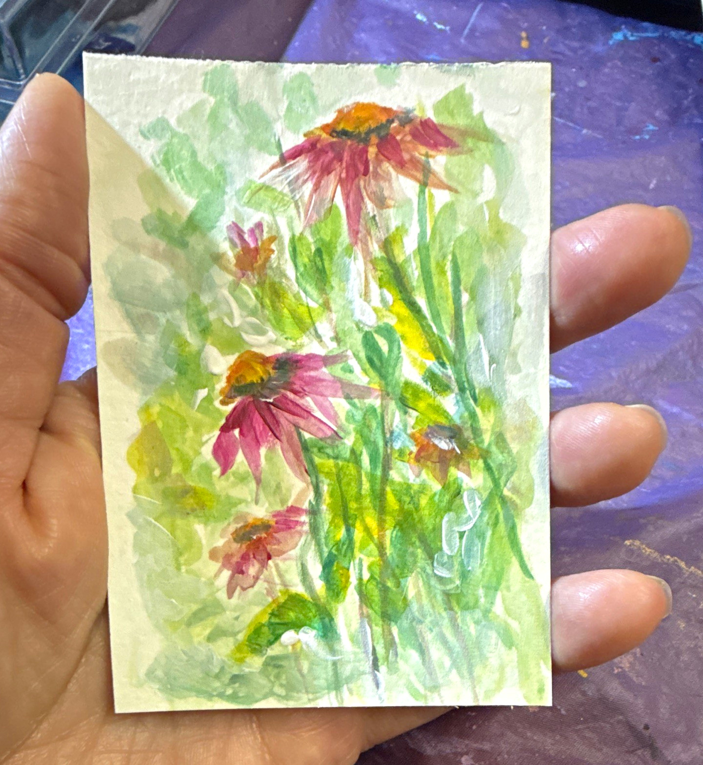 ACEO, Miniature Original Impressionist Floral Painting,Unframed