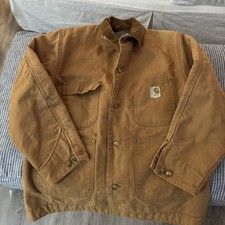 Vtg 80  s Carhartt Blanket Lined Chore Jacket Coat Men  s Sz L Corduroy