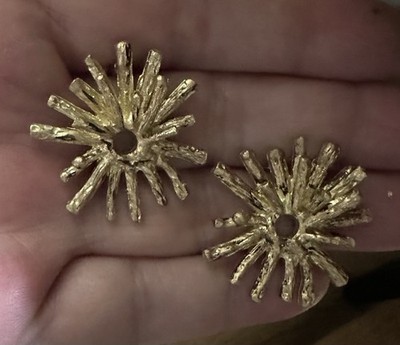 Anthropologie Star Earrings Firework Stud 18k Gold Plated Retro Boho Bold Chunky