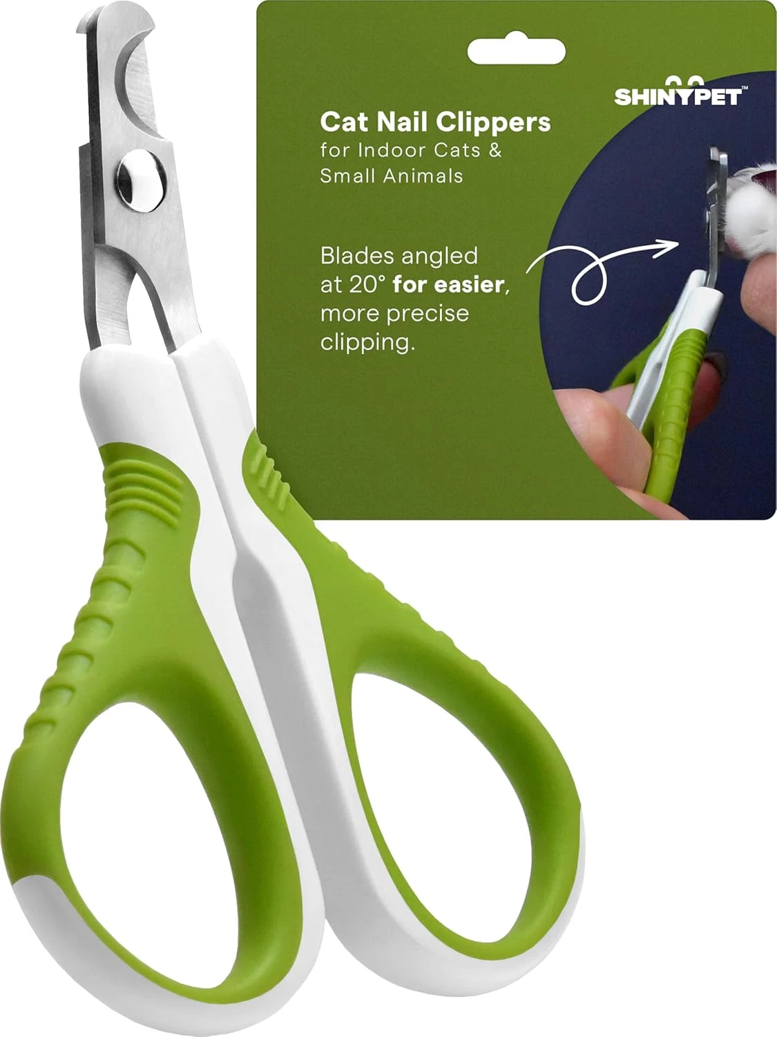 Pet Nail Clippers for Indoor Cats & Small Animals - Precision Angled Blades & St