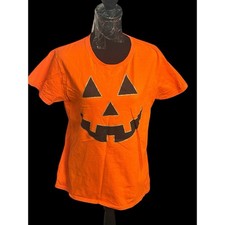Halloween Women's Pumpkin Gildan LARGE T-Shirt Jack O Lantern Costume