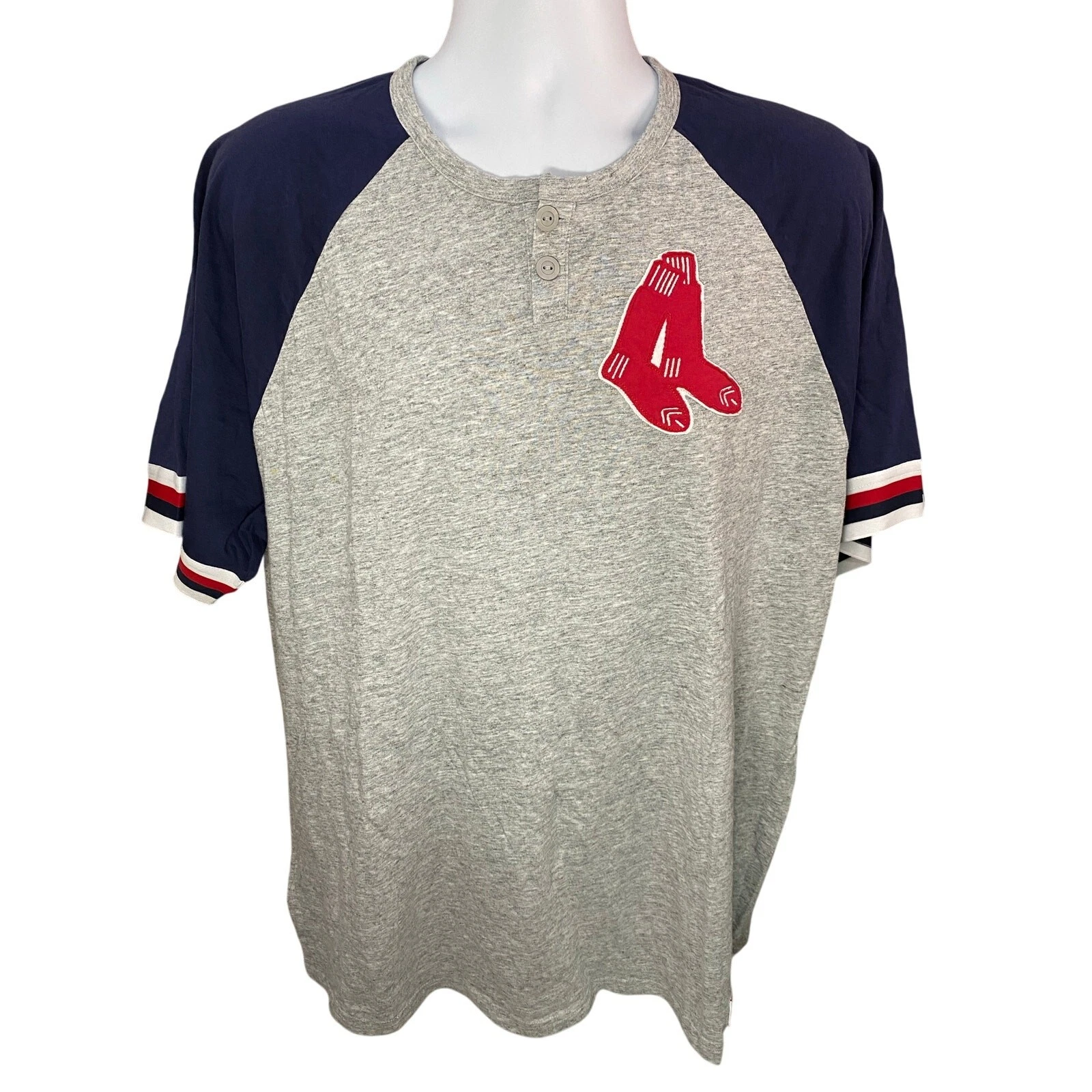 Boston Red Sox Mitchell & Ness Baseball Shirt Men’s Size 3XL Gray Navy Red Logo
