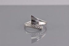 Sterling Silver Fluted Tapered Tail Ribbed Bypass Band Ring 925 Sz: 7