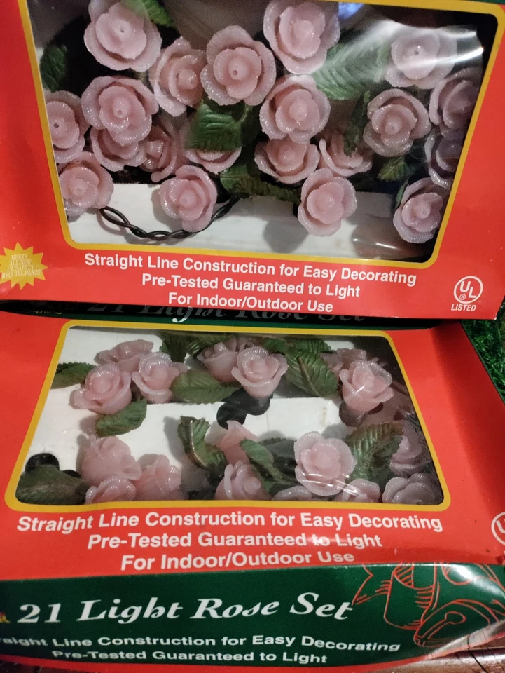 2 VINTAGE  CHRISTMAS - Kurt S. Adler 21 String Light Rose Set Pink Original Box - Image 2 of 4