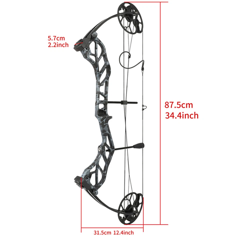 Compound Bow 19-70lbs Adjustable Adult Aluminum Cam 320fps Archery Bow Hunting - Image 2 of 4