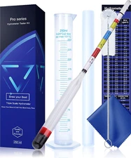 Hydrometer Test Kit, Triple Scale Alcohol Tester Hydrometer for Wine, Beer