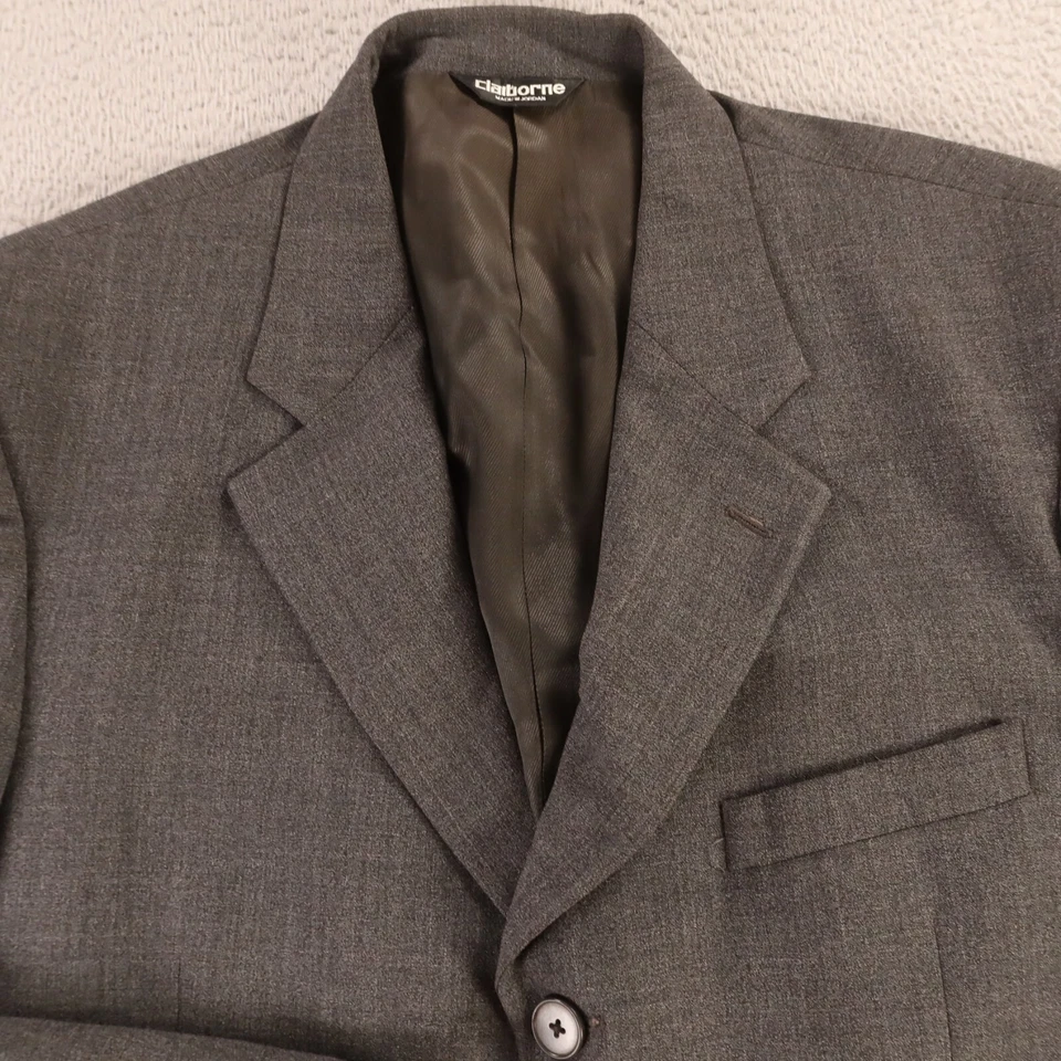 Chaqueta Blazer Abrigo Deportivo DE COLECCIÓN Claiborne L Gris Brezo 100% Lana 42R Foto 2 de 4