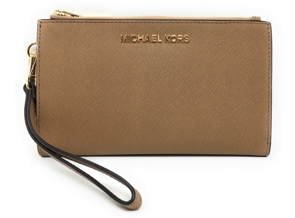 Michael Kors Jet Set Saffiano Leather Double Zip Wristlet Dark