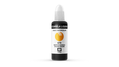 (239,06 /1l) Liquid Watercolor Vallejo 33670 Orange Brown 32ml Orange Braun Aqua
