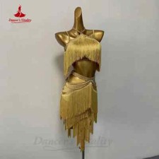 Women Latin Dance Dress Children Rumba Tango Chacha Tassel Competition Dresses